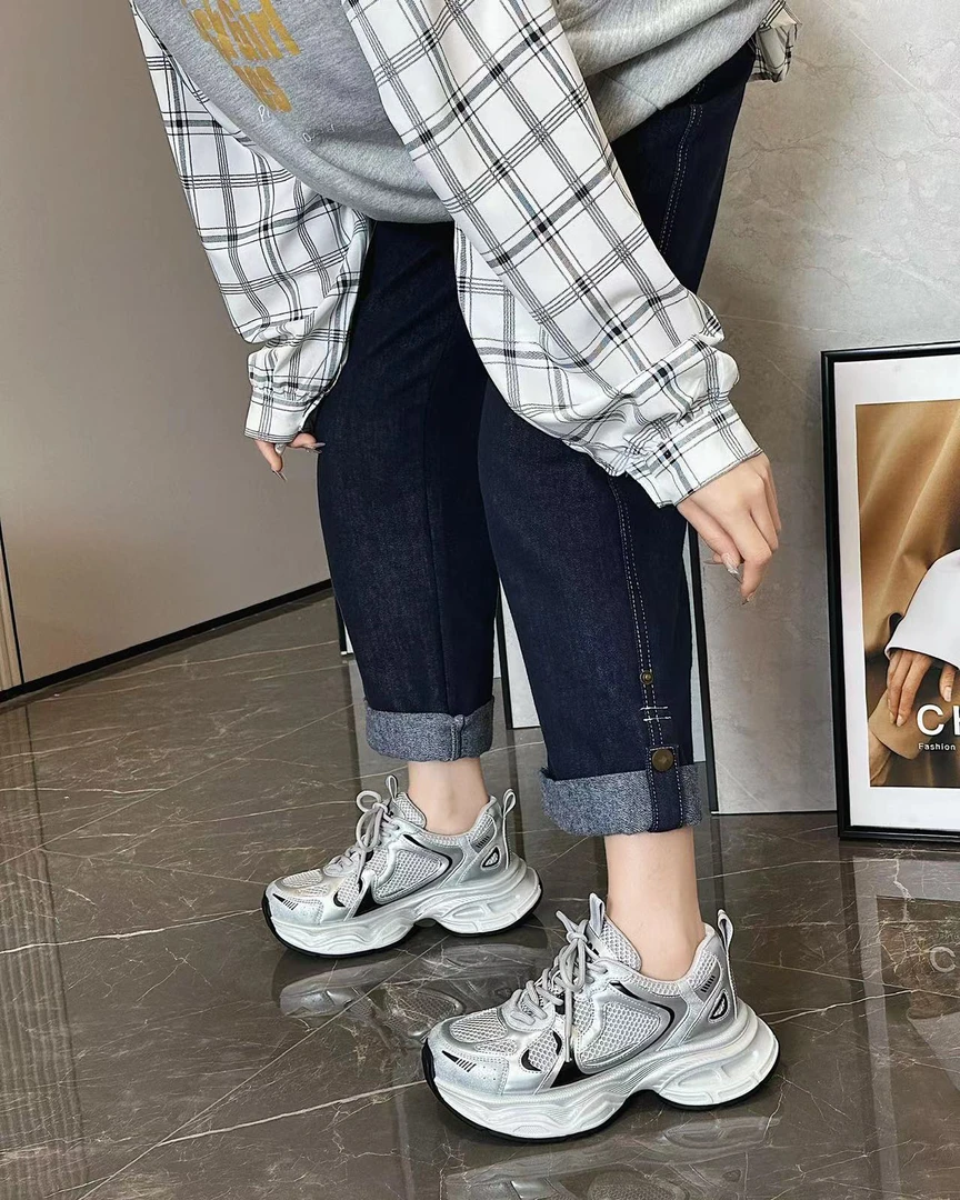 欧洲站厚底老爹鞋女透气百搭休闲鞋ins潮增高运动鞋16F7112