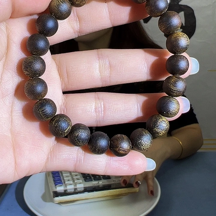 沉香沉香碎屑老料圆珠单圈绿棋9