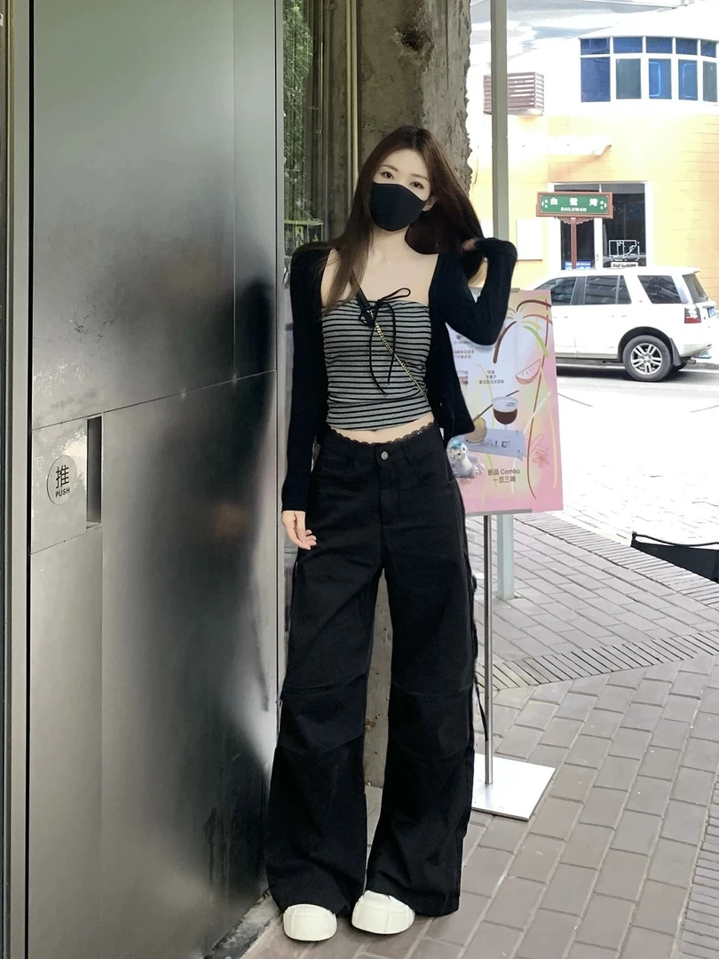 256秋季新款韩系简约通勤时尚ins风气质百搭小众黑色休闲裤