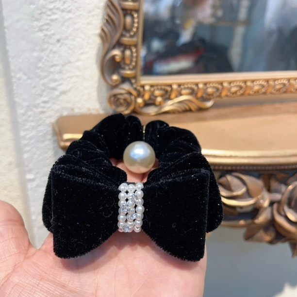 S201黑色丝绒蝴蝶结肠圈