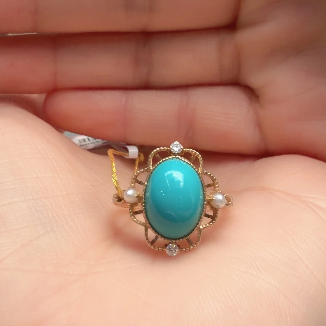 绿松石18K金镶嵌戒指