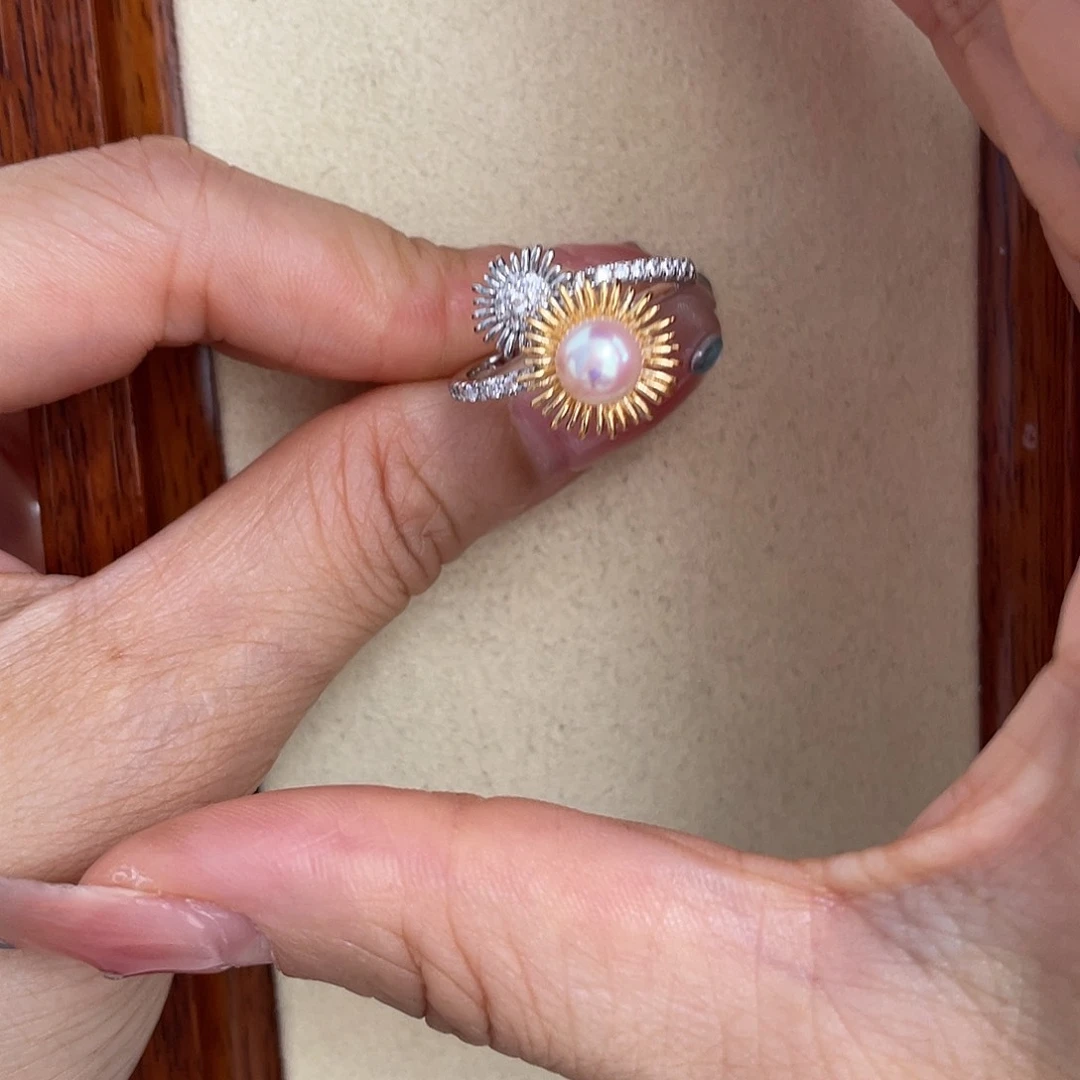 海水珍珠戒指银S925镶嵌