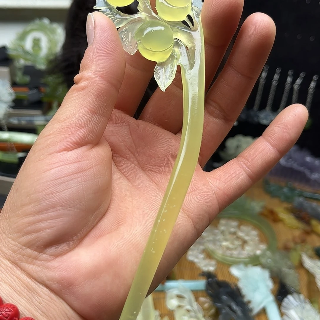 小***葩非金属天然岫玉发簪