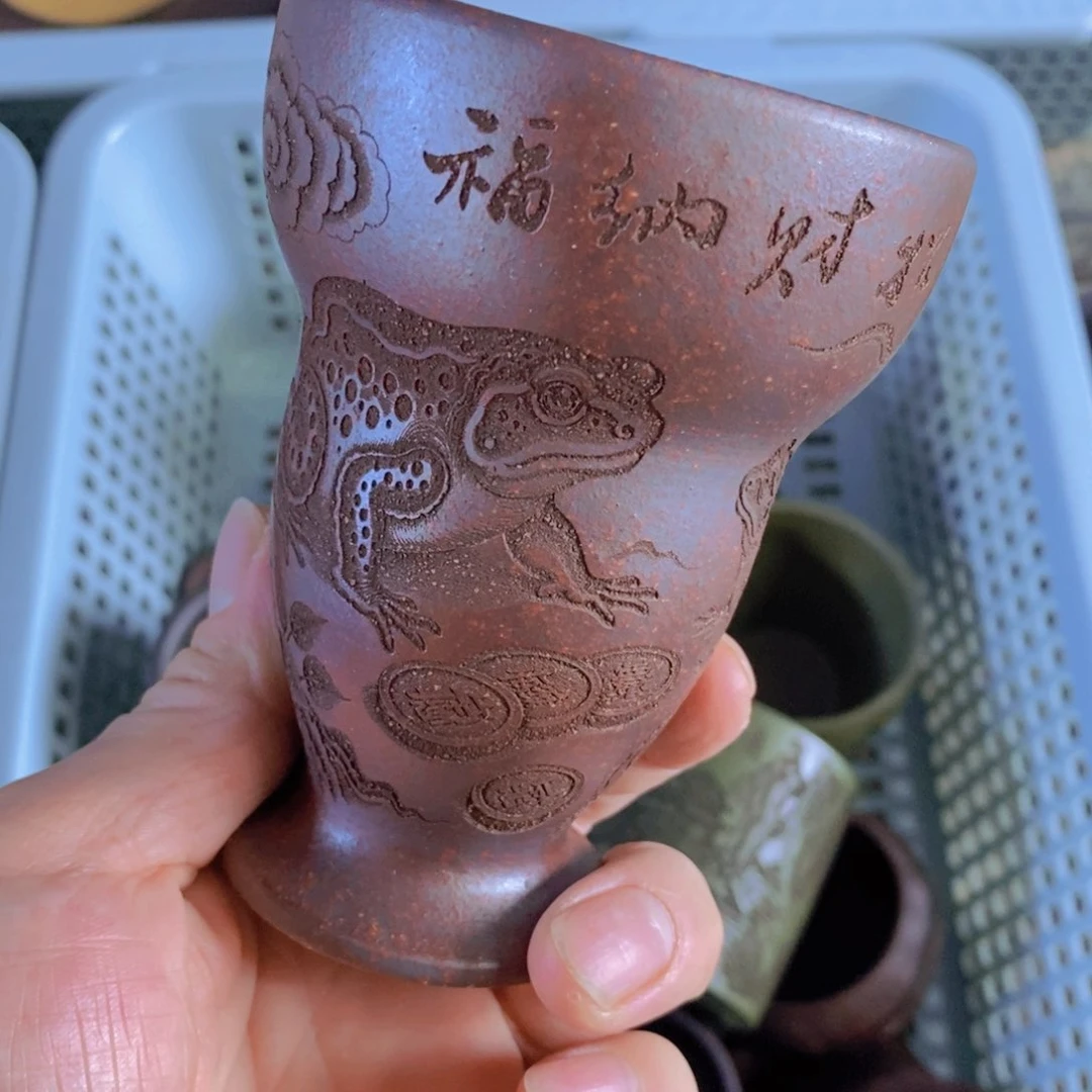 茶杯绿泥紫砂紫砂