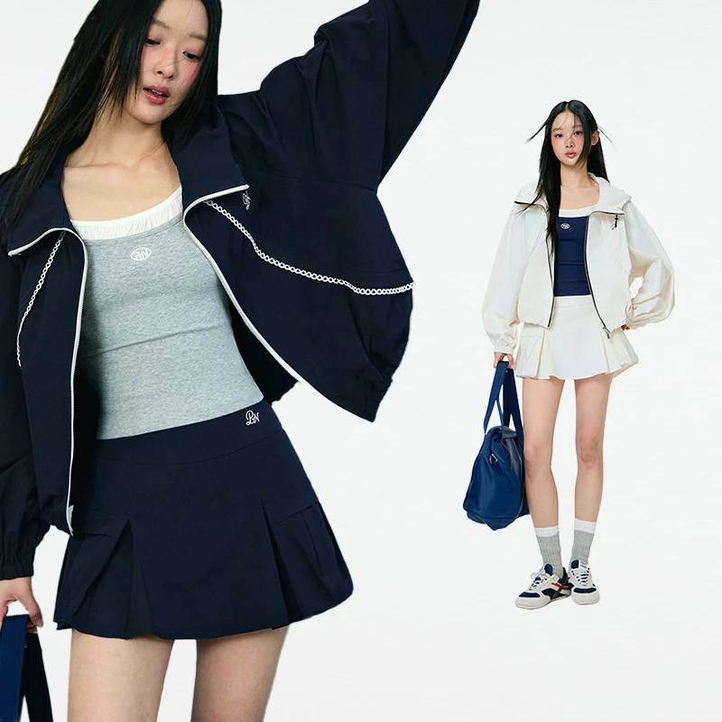 「PINPINPLUS」PP+白昼流星花边连帽外套短裙休闲套装PABEA112002Y