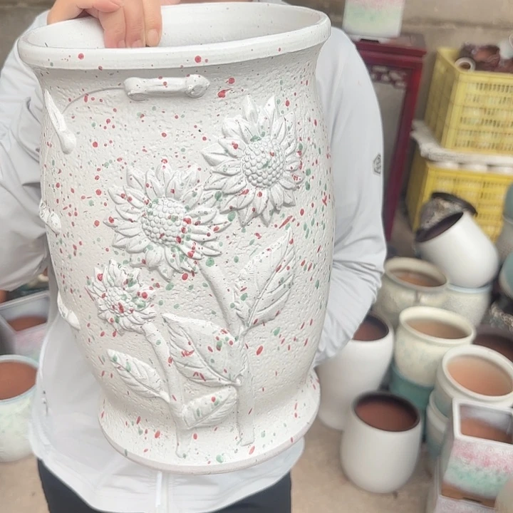 紫砂茶碗太阳花一个口径21高度30