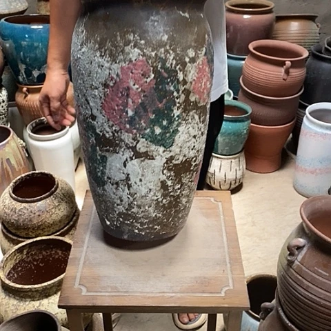紫砂花盆口22高度41油画