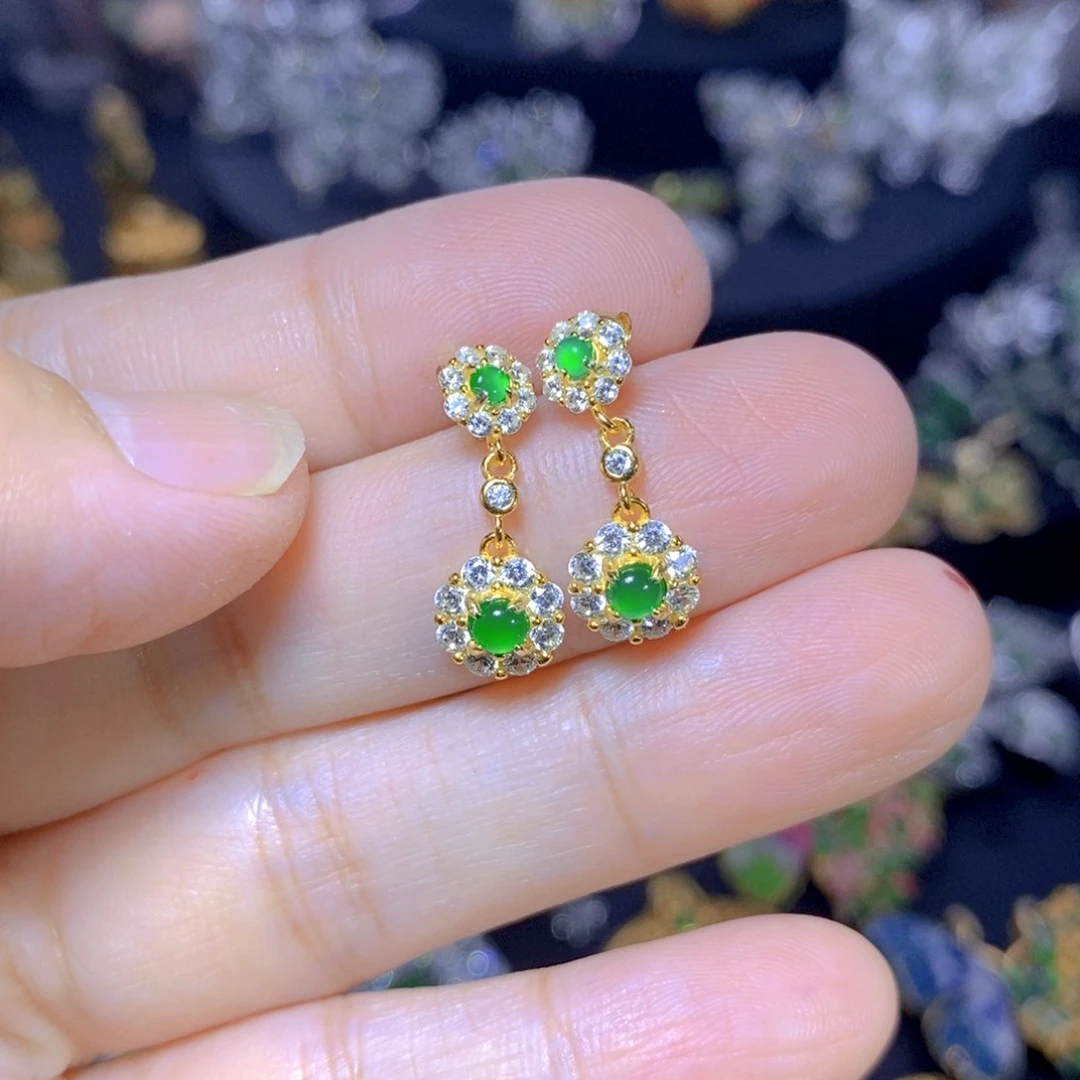 翡翠银S925镶嵌毛衣链天然翡翠