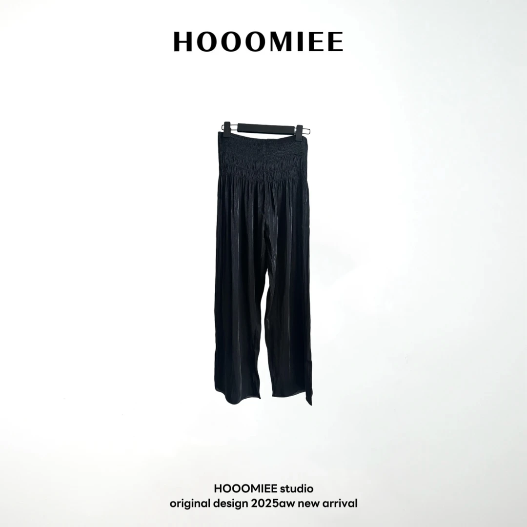 HooomieeHooomiee水泽系列女士高腰显瘦垂感阔腿裤SY2405003