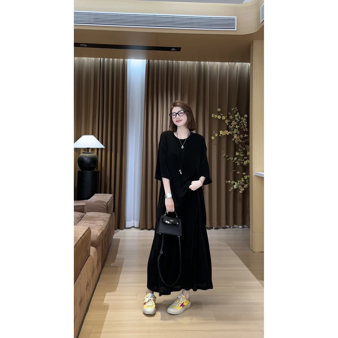 2025夏款小众设计圆领醋酸T恤半身裙两件套 2505C2364