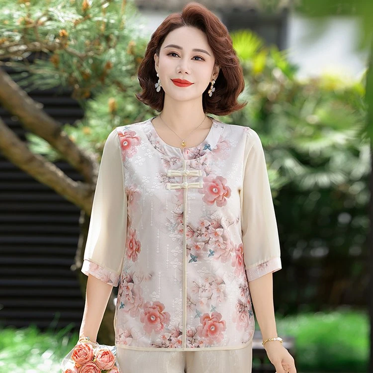 2025碎花中国风九分裤妈妈装长裙中年女装小衫30-40岁洋气女装