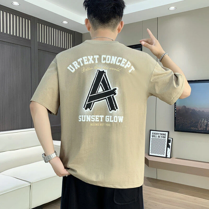 夏季新品男士短袖t恤圆领印花休闲宽松大码情侣潮流运动T恤809