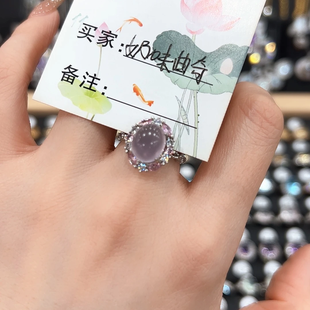 烟晶戒指银S925镶嵌戒指