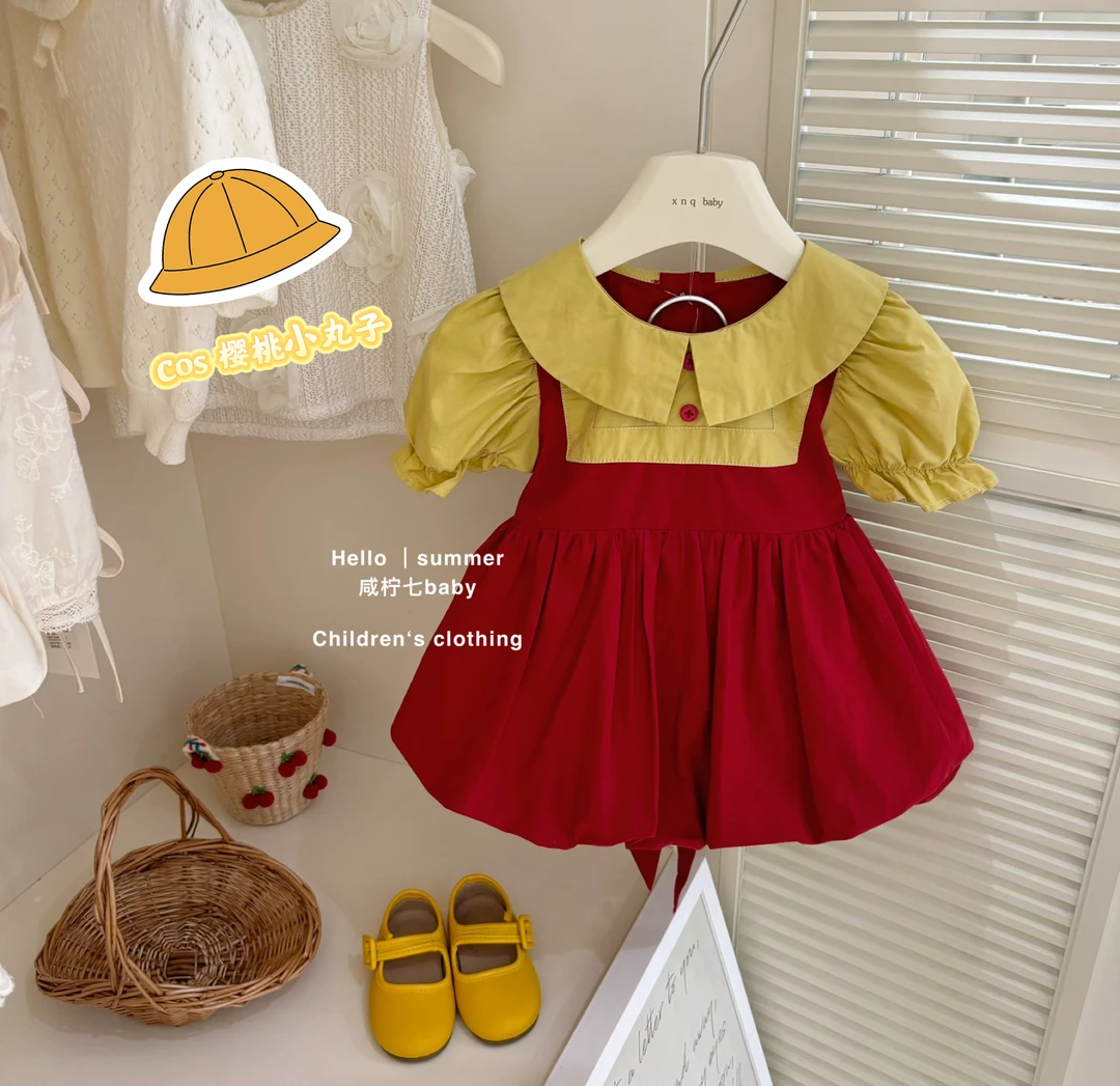 现【咸柠七】樱桃小丸子女童连衣裙夏季儿童洋气公主裙子宝宝夏装