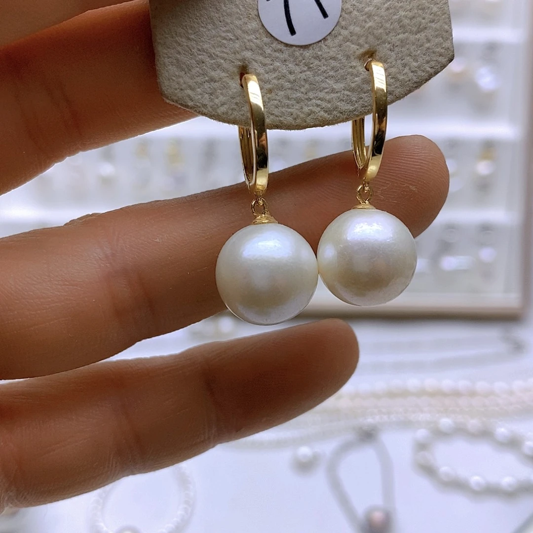 淡水珍珠耳饰银S925镶嵌