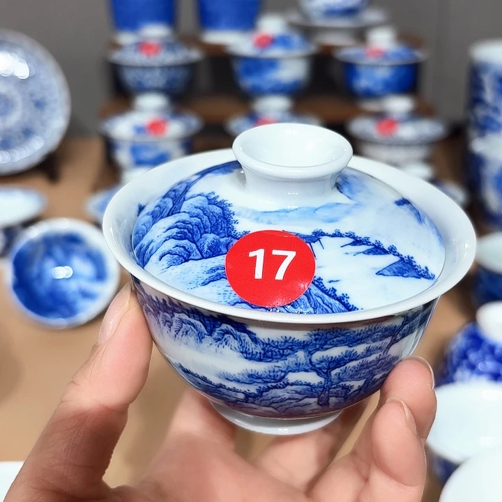 致*园景德镇纯手工手绘盖碗