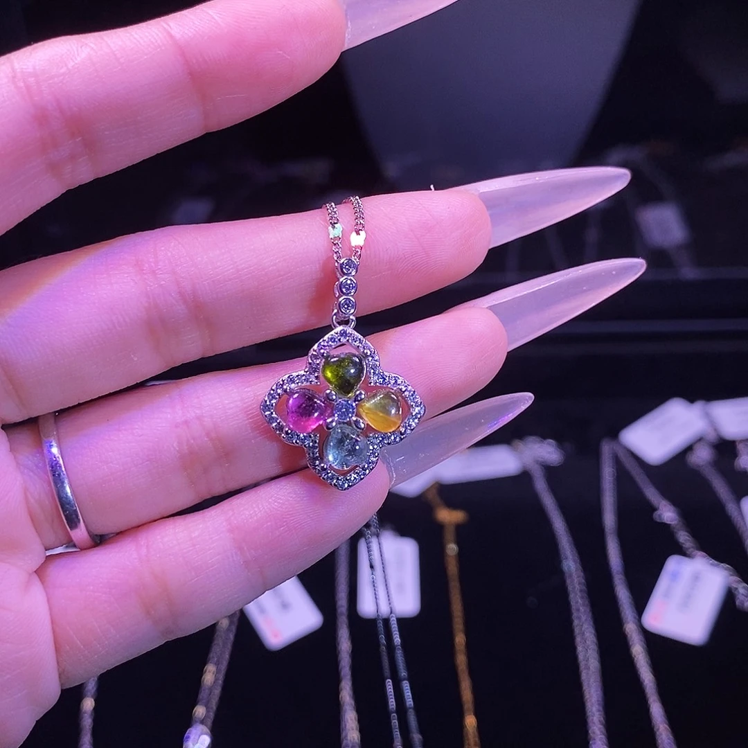 颈饰碧玺银S925镶嵌