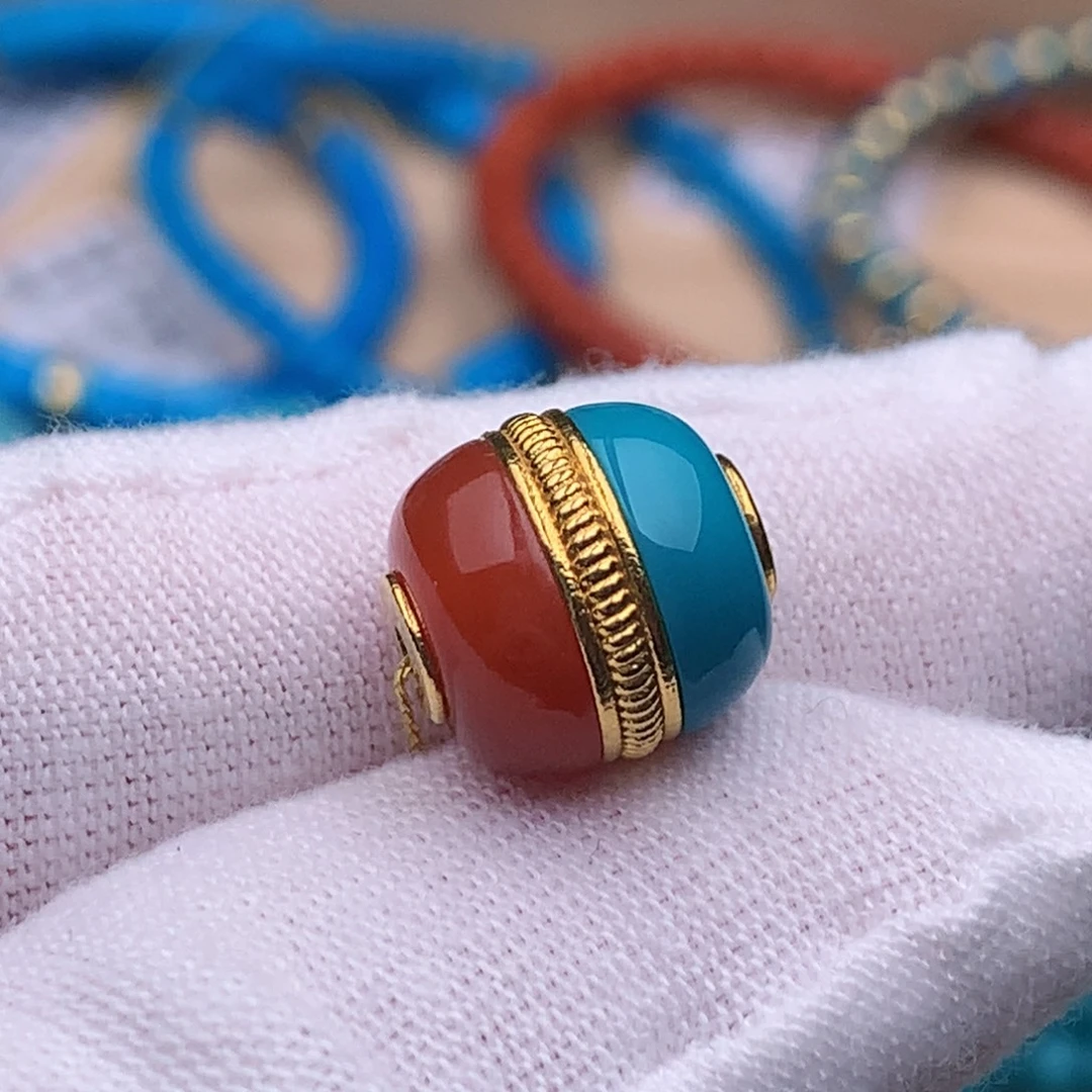 绿松石18K金镶嵌珠宝奇石11mm