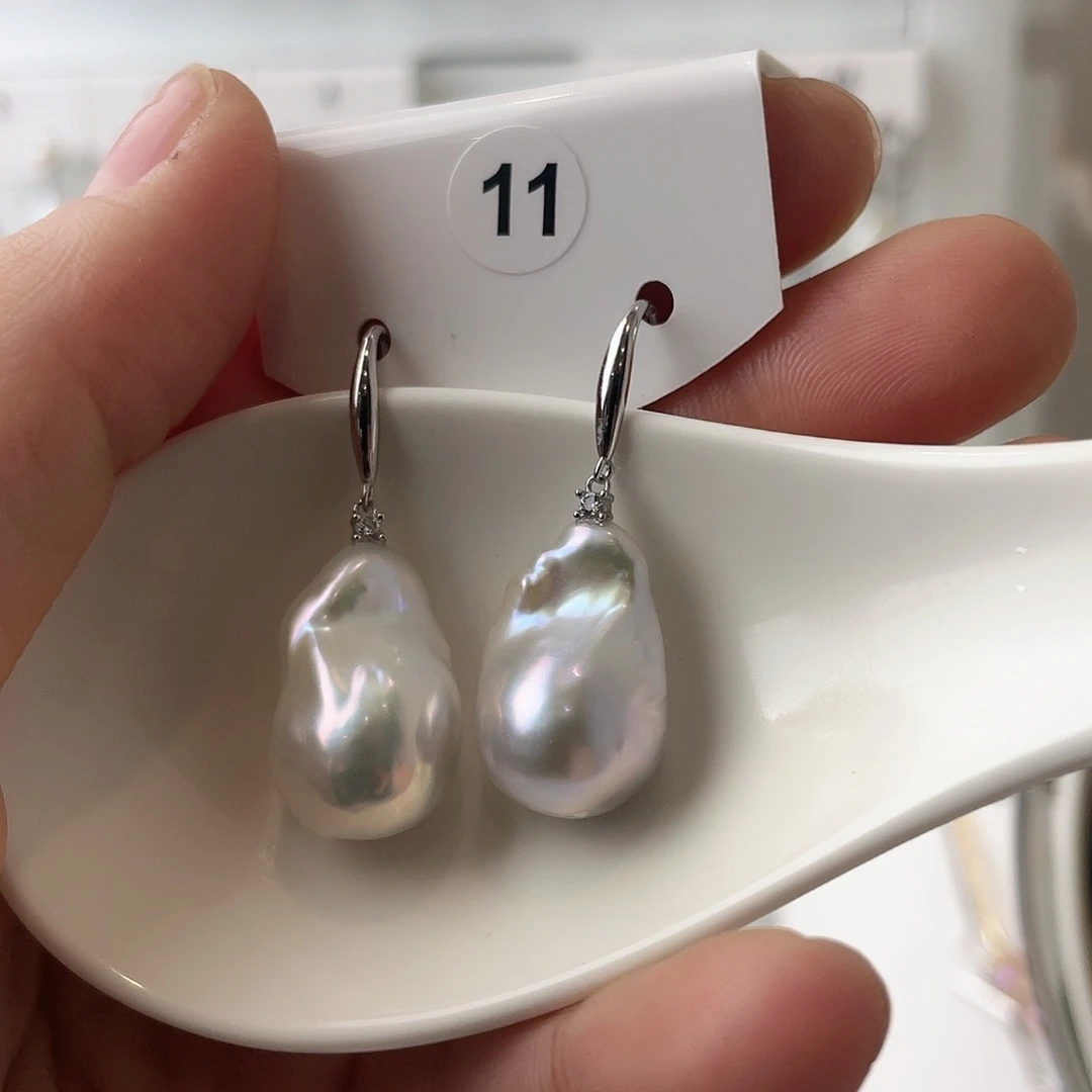 淡水珍珠天然珍珠巴洛克银S925镶嵌后****你