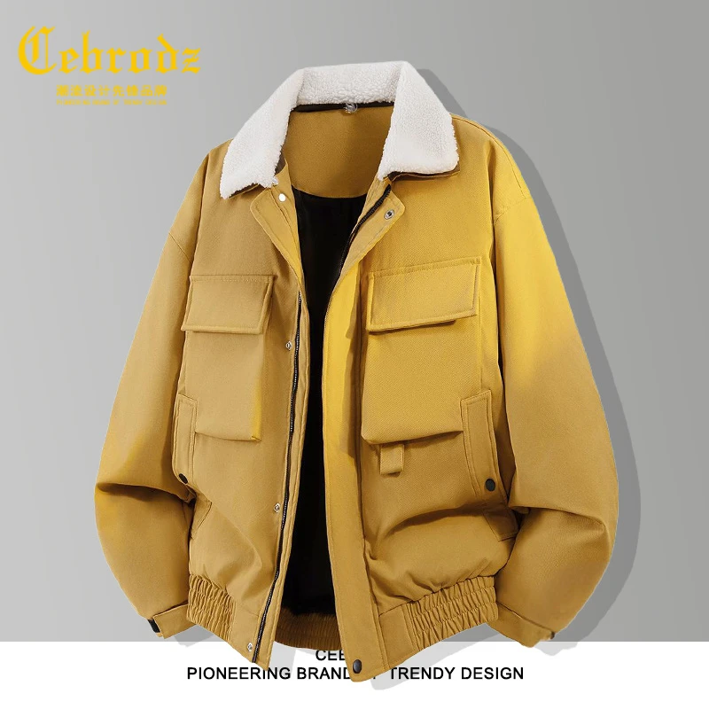 法国Cebrodz美式复古冬季毛领羽绒服男加厚保暖工装宽松棉衣外套