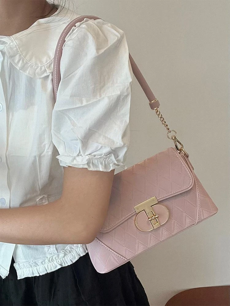 2025新款双根肩带小众时尚锁扣单肩包甜美腋下夏季肩包韩版女士
