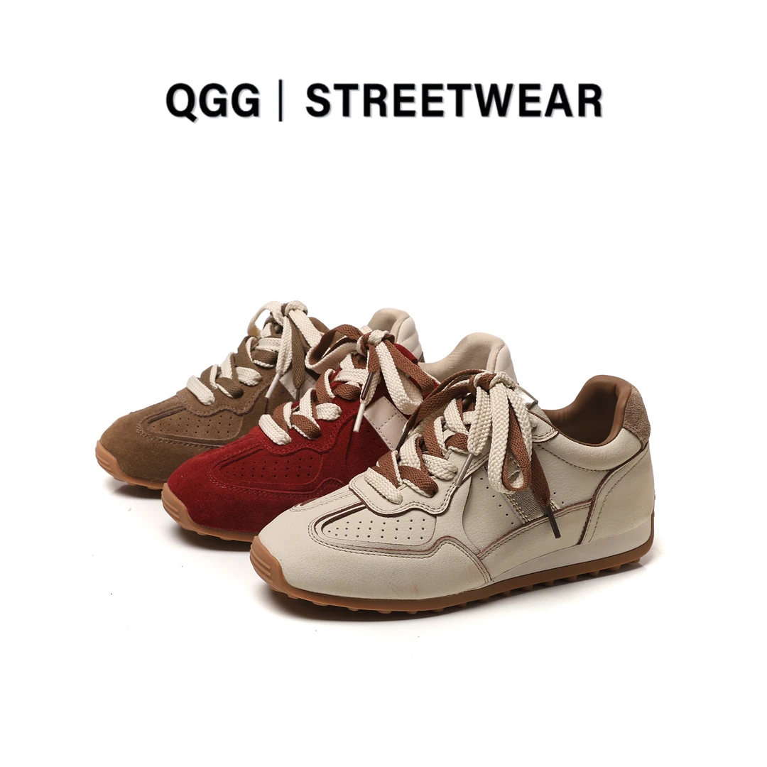 【QGG】4CM内增百搭高德训鞋2025秋季新款平底休闲阿甘鞋Q2133