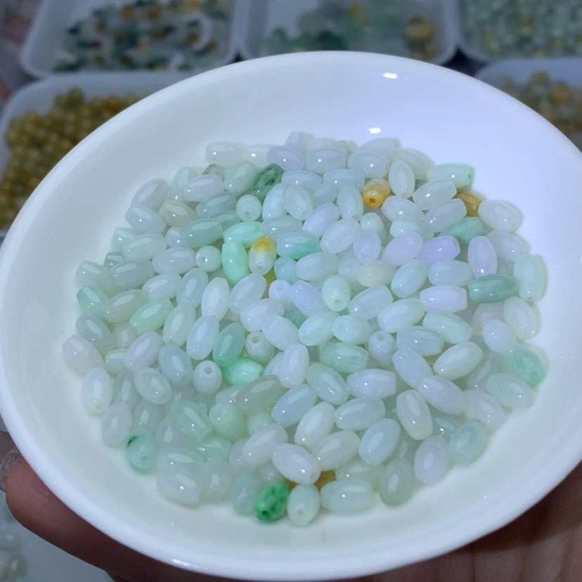 【闪购商品】翡翠手链未镶嵌卡4.6乘7.4冰米珠100颗