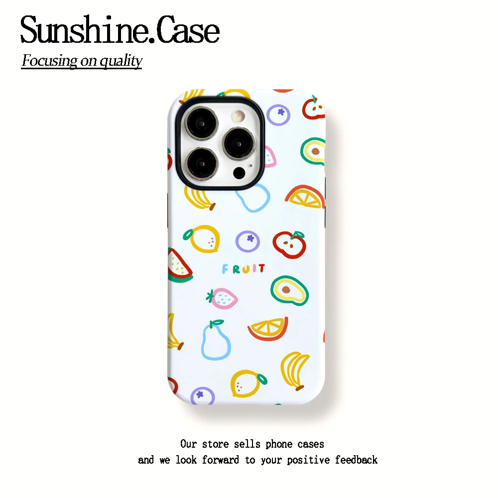 菲林二合一适用苹果华为vivo小米oppo手机壳线条水果15PRO/14