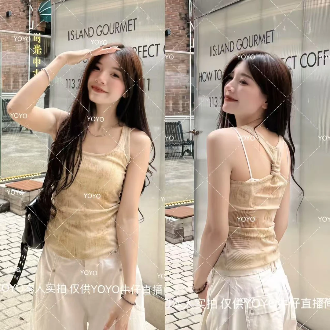 YOYO自制【透透亮晶晶】夏款2025新款辣妹显瘦性感法式纯欲背心上衣
