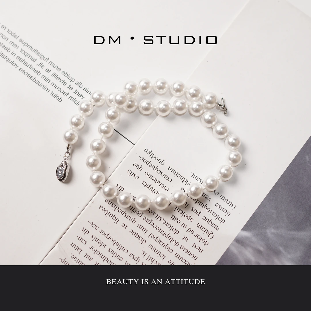非金属仿珍珠吊坠 -DM•STUDIO/气质高级贝珠镀银颈链项链（65752）