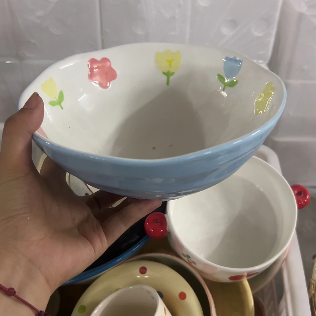 搪瓷微瑕蓝色汤碗一个