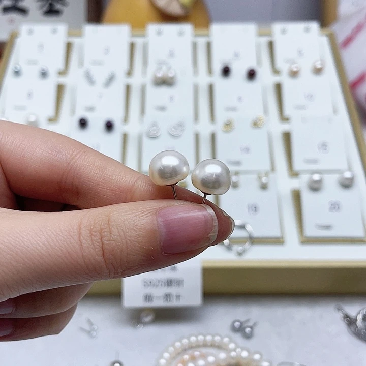 淡水珍珠耳饰银S925镶嵌?****Y