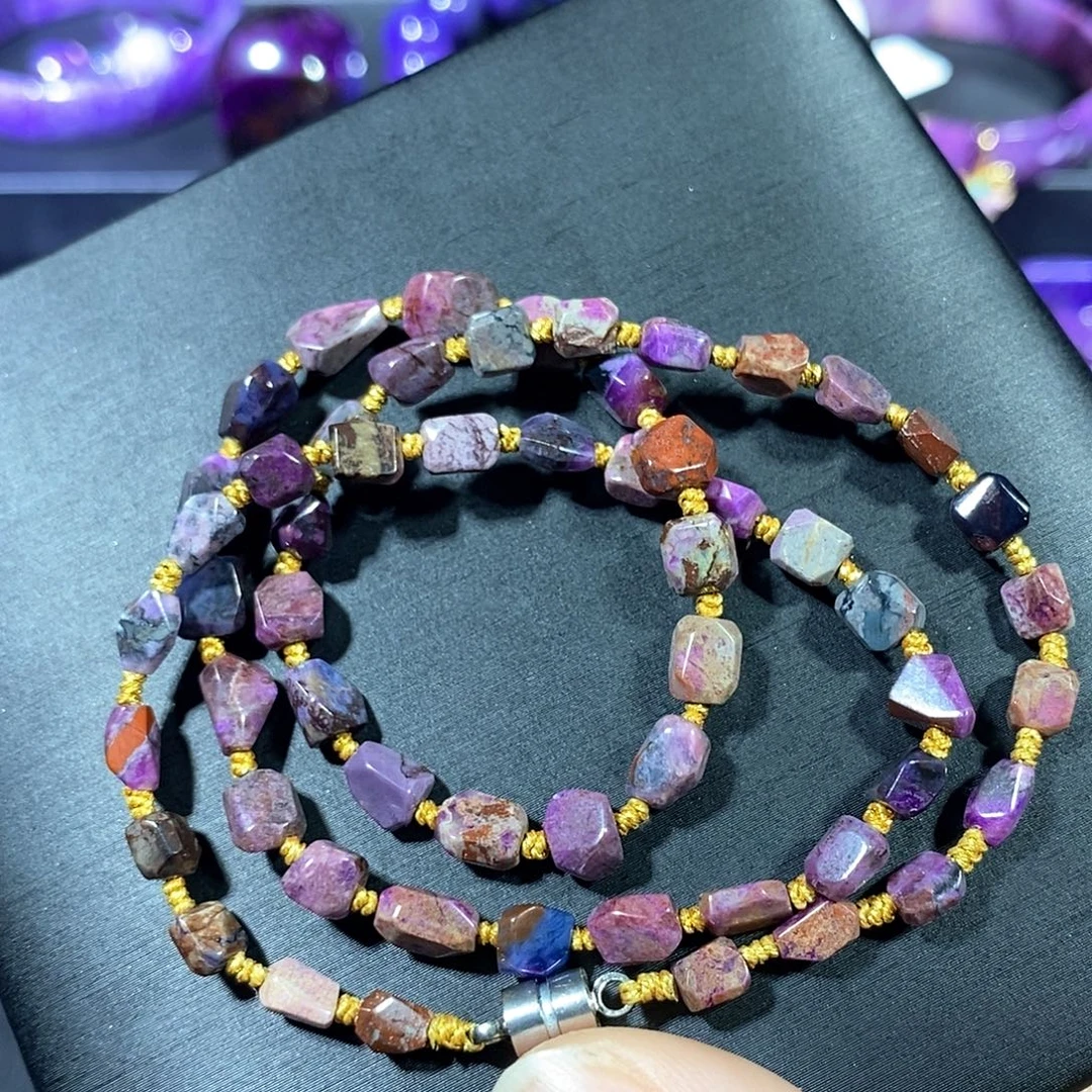 苏纪石（舒俱来）未镶嵌南非舒俱来泥地钻切项链