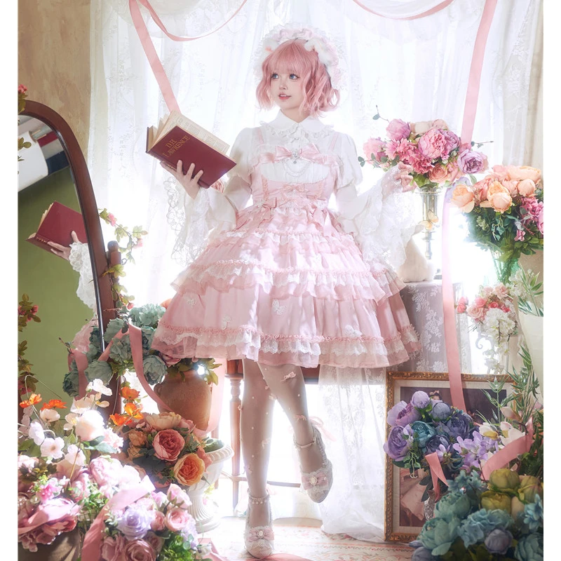 【Dear dolls】熊之原创蝶语情书lolita蕾丝蛋糕摆jsk吊带连衣裙
