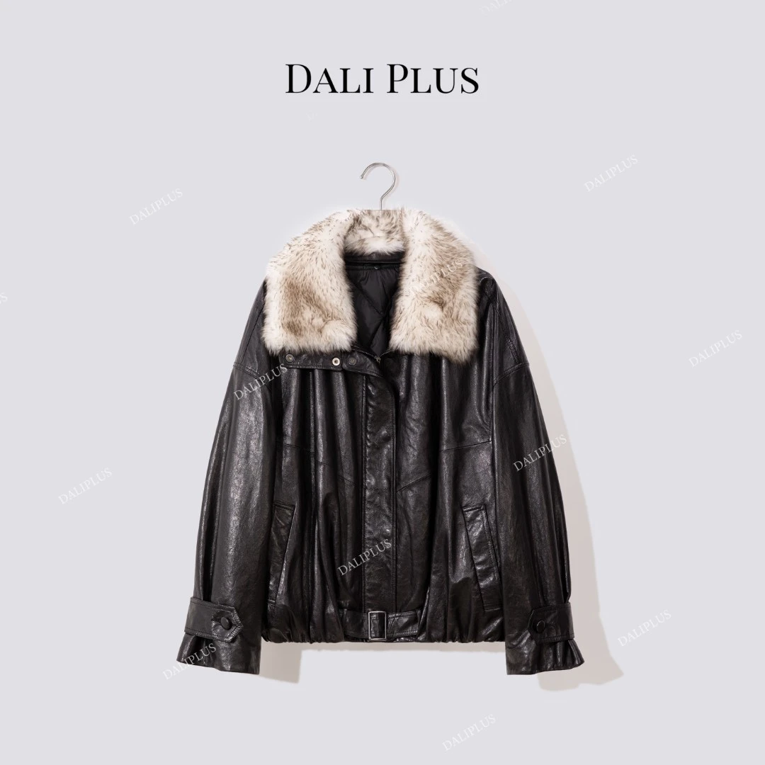 DALI PLUS“100绵羊皮拼澳毛鹅绒服”皮衣羽绒服-D5MM3053