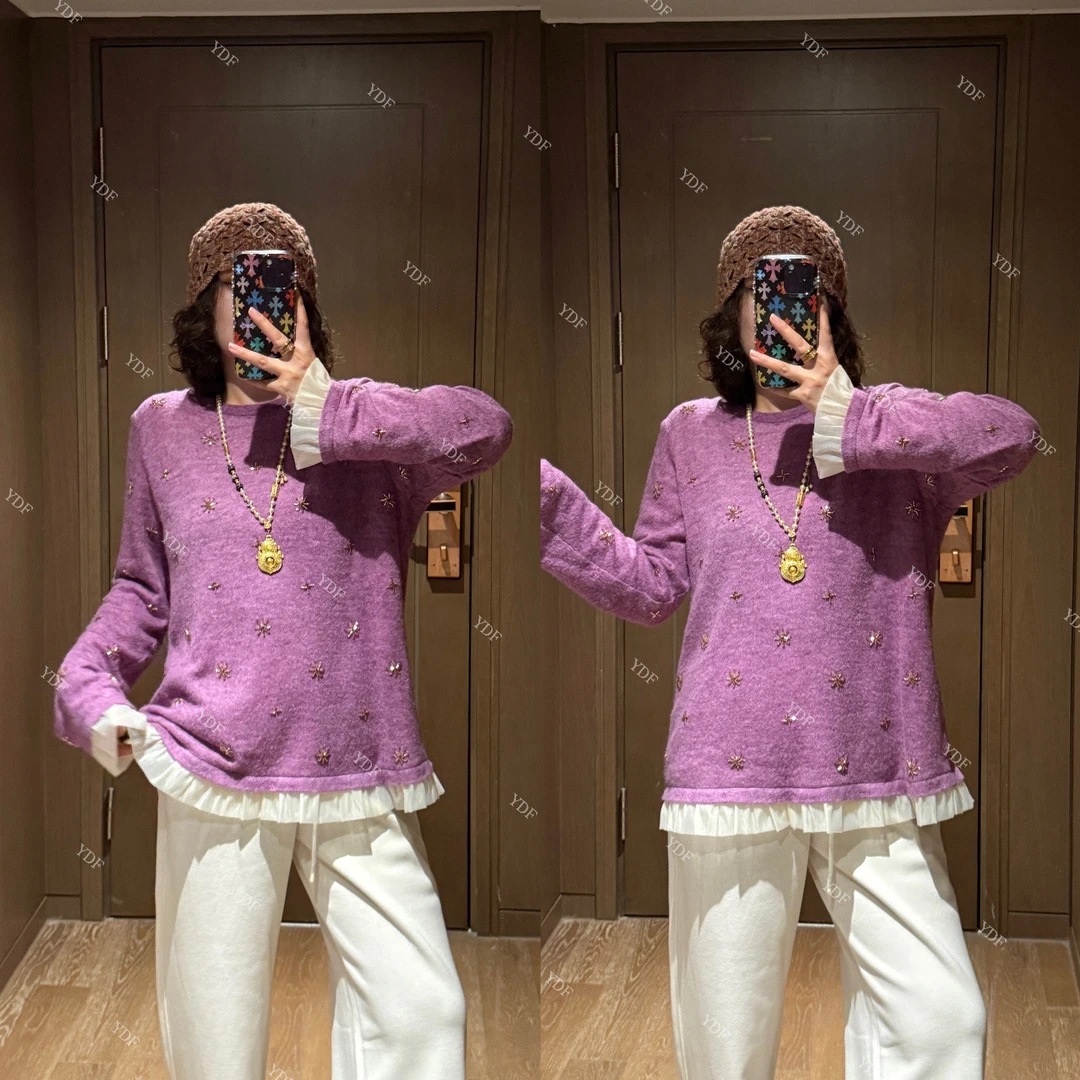 YDFSTUDIO小众【甜蜜宠儿】欧货高品重工刺绣钉珠拼接设计时尚上衣