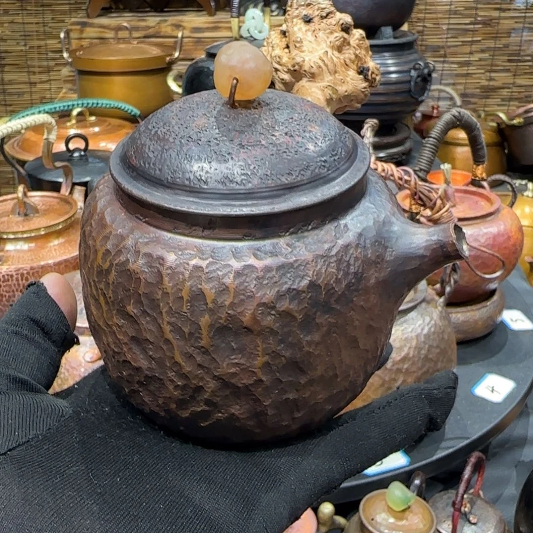 用***0鹿骨手串/手链紫铜手工制作约450毫升容量侧把壶