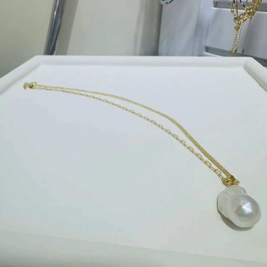 非金属仿珍珠吊坠 简约小众设计款项链【顺丰包邮】【哎呦家17876】