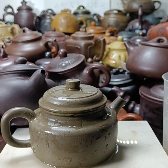 紫砂茶壶宜兴原矿青灰段300cc紫砂壶