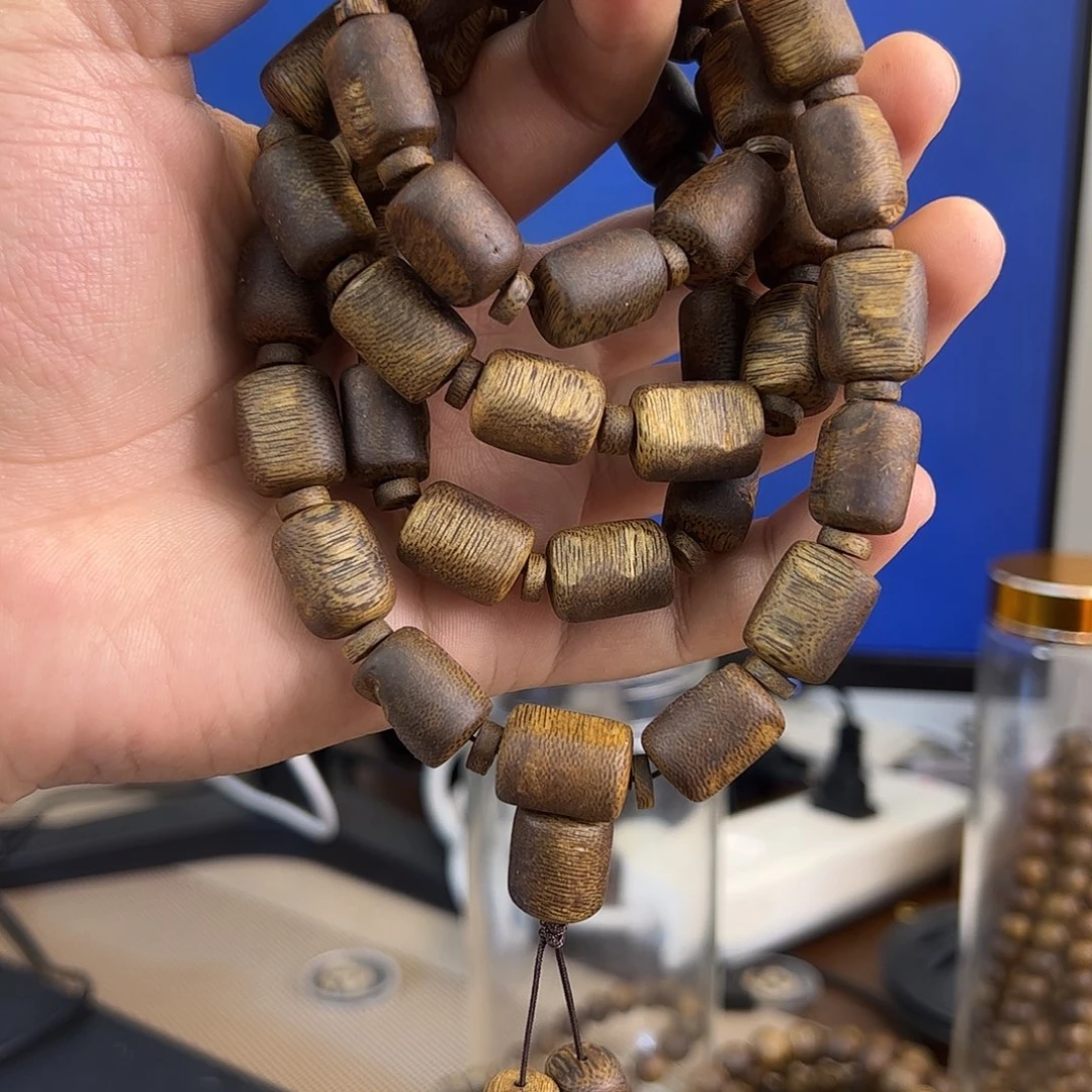 沉香手串13mm金丝油版头留疤多圈62g