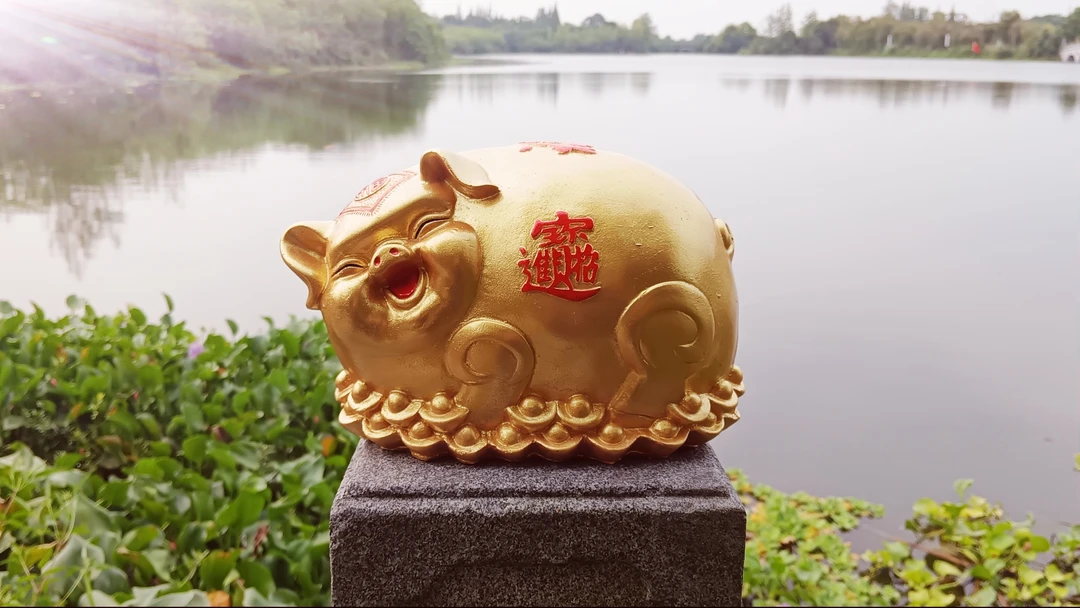 金猪国风存钱罐玄关摆件全手绘艺术品（文创手作精品）