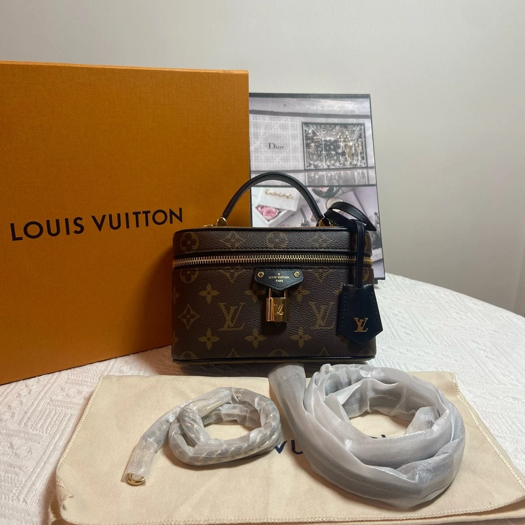 未使用 LouisVuitton/路易威登 拼色窄版化妆盒手提包
