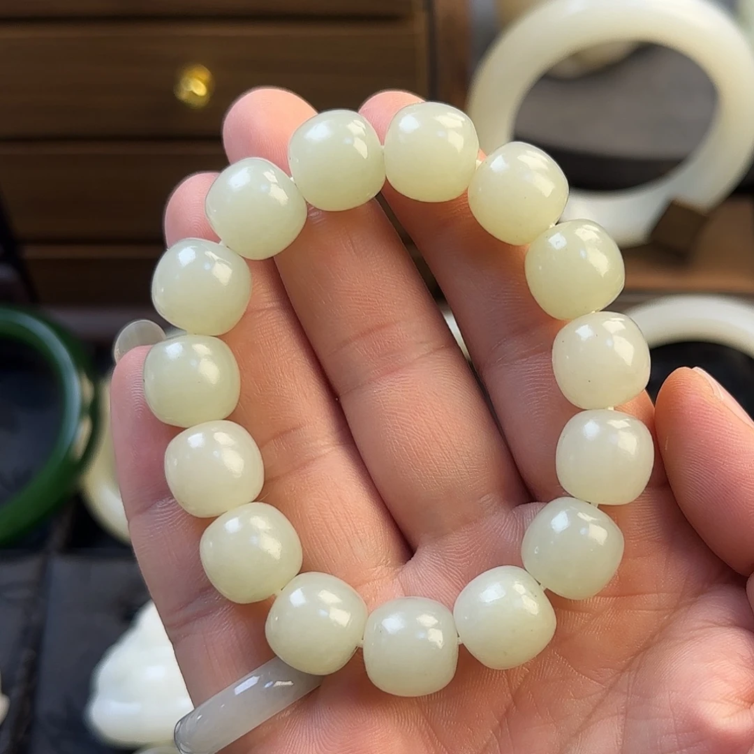 和田玉未镶嵌手链新疆料老型珠手串