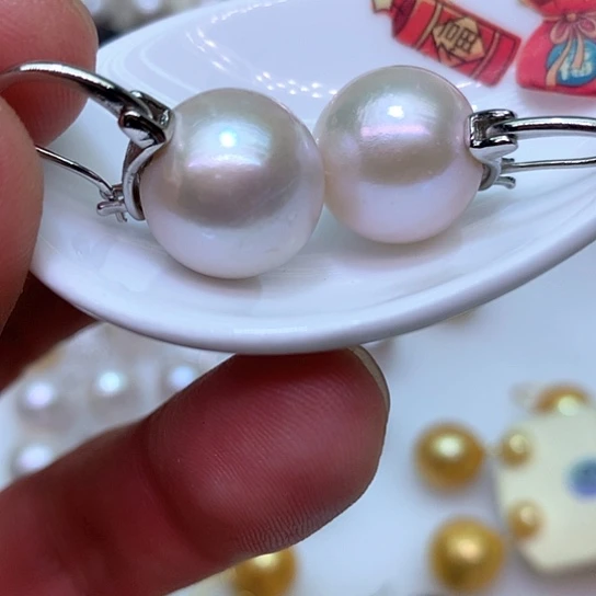 淡水珍珠耳饰银S925镶嵌