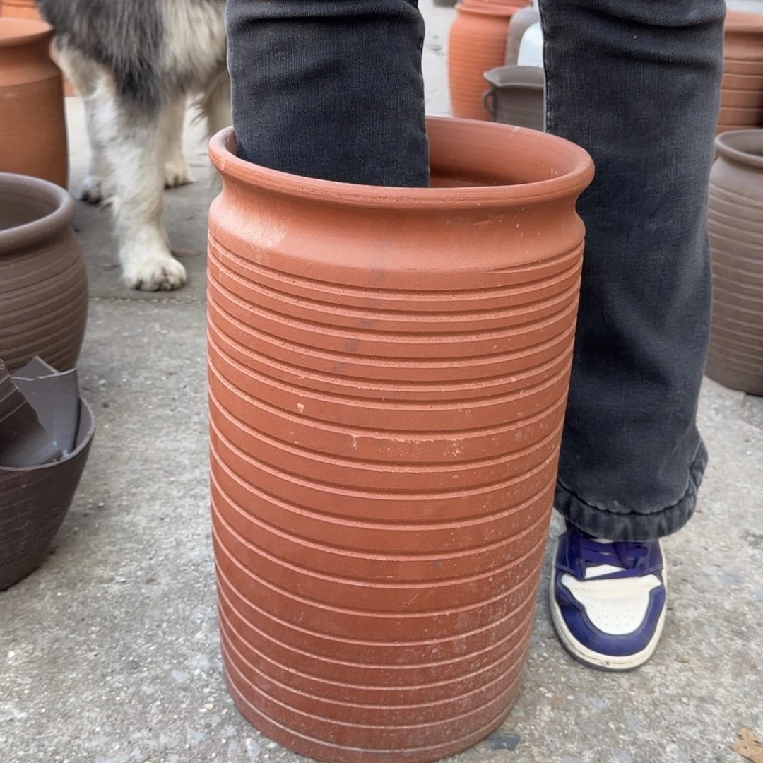 紫砂花盆口25高42宜兴紫砂微瑕花泥