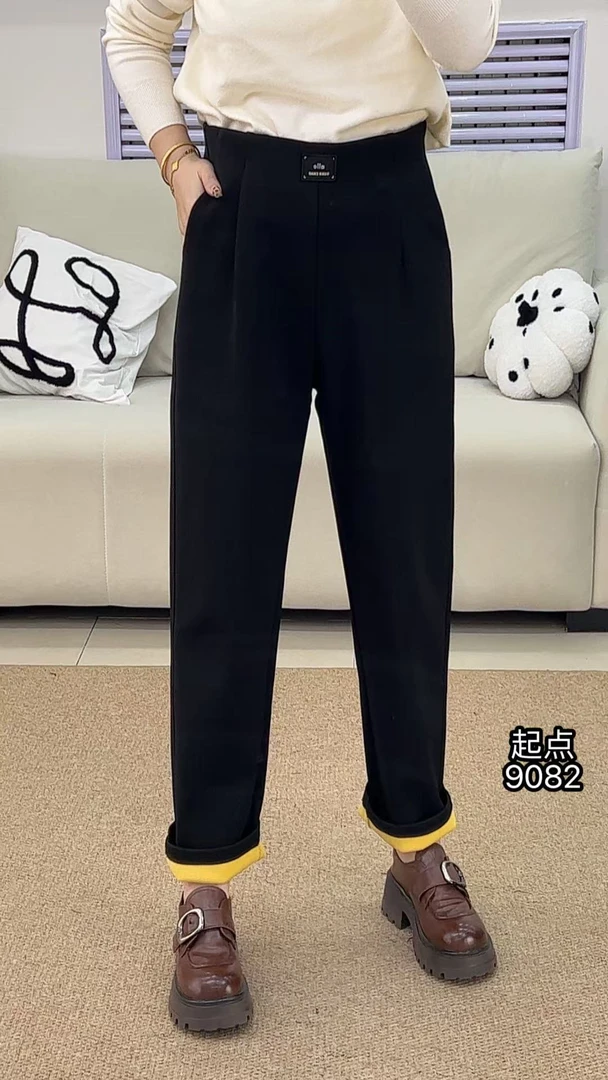 {莹莹推荐}9082秋季大码女装百搭显瘦松紧腰萝卜裤