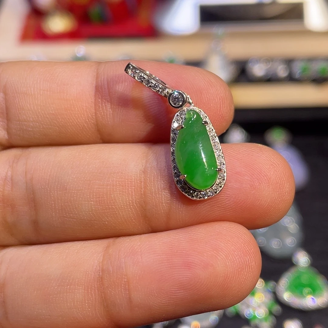 翡翠银S925镶嵌吊坠(不含链)