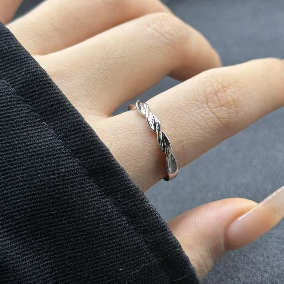 铜合金锆石戒指 柳条交织戒指个性ins甜美轻奢高颜值可调节