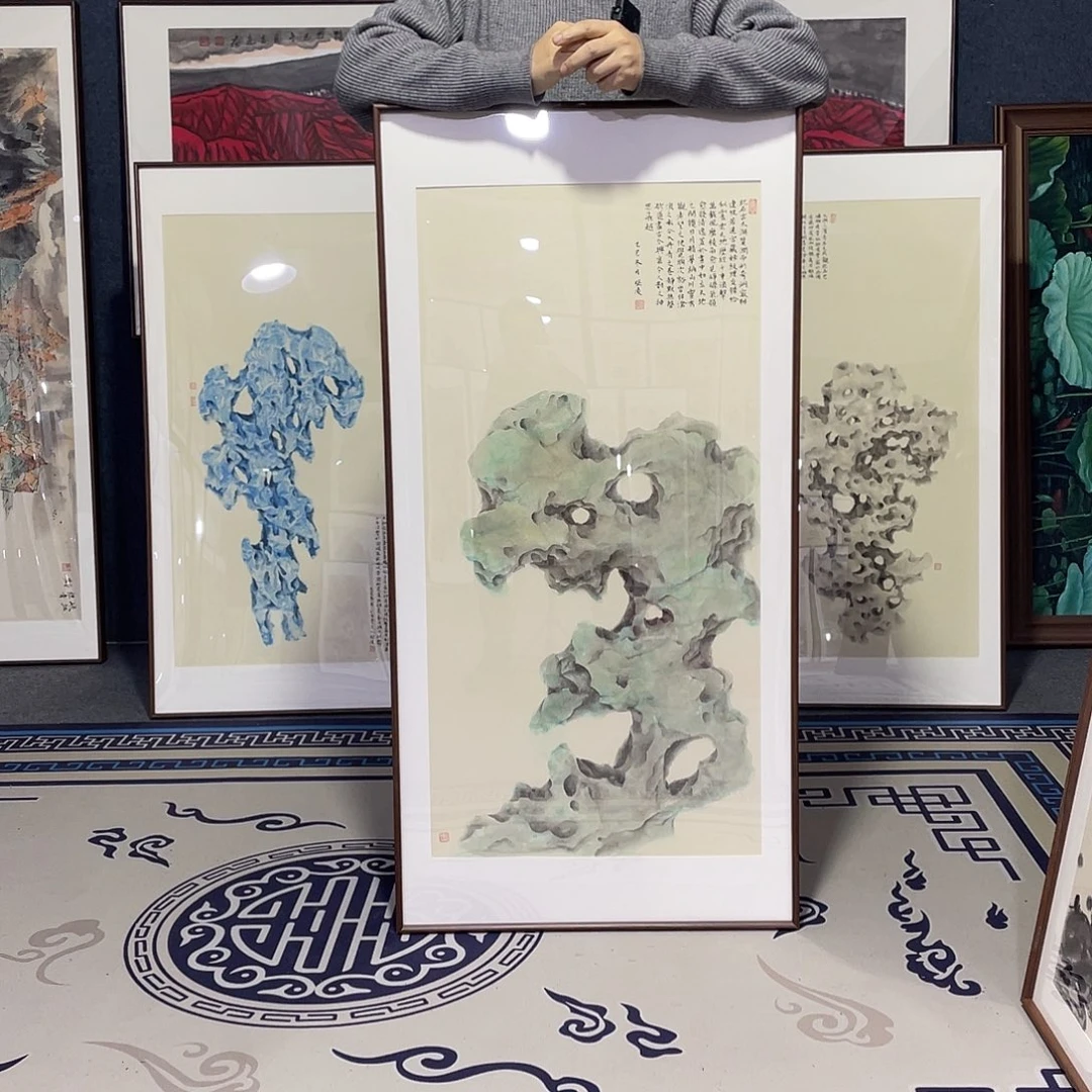 国画手绘画作品带框60/120