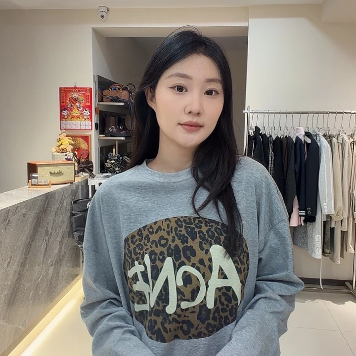 灰色设计师款上衣豹纹